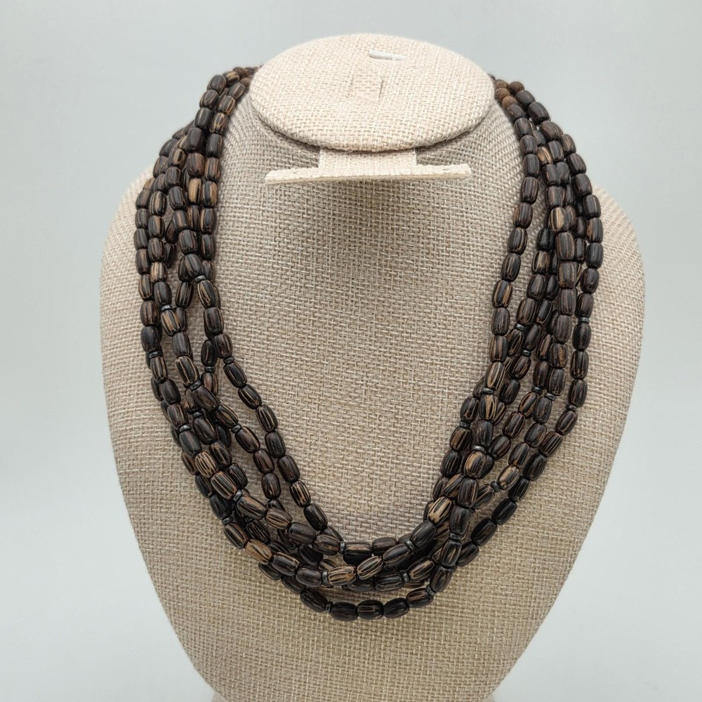 Vintage SILPADA Palm Wood Necklace 925 Sterling Silver Multi-strand Designer